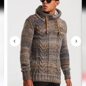 Leif Nelson Chunky Knit Hooded Men’s Sweater